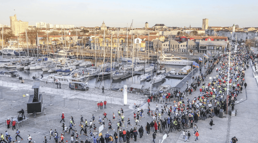 Vue du port du Marathon de La Rochelle, très roulant