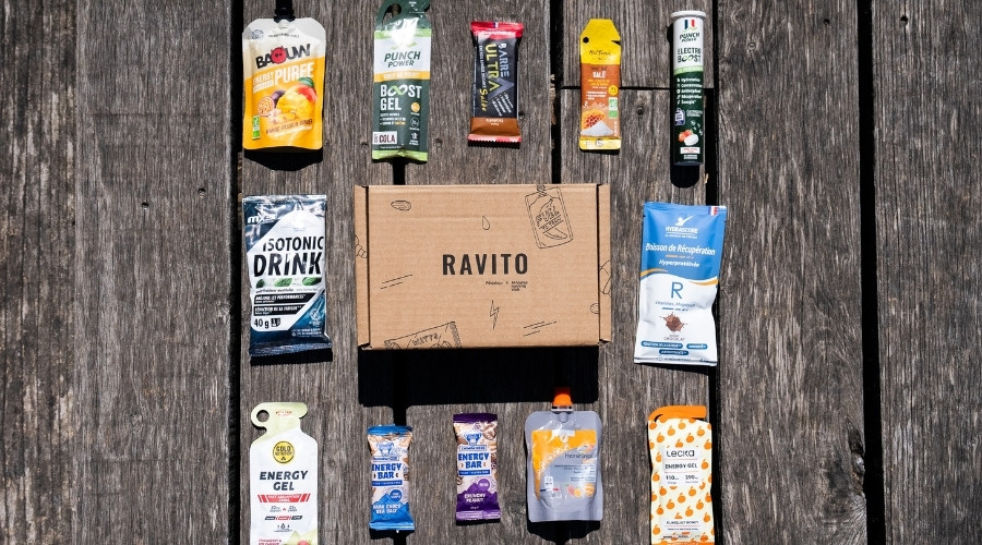Contenu de la Box RAVITO, 100% de produits de nutrition pour les sportifs d'endurance